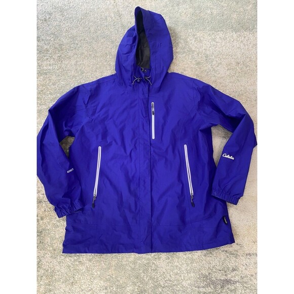 Cabelas Goretex 2XL Waterproof Wind Rain Mens Hooded Full Zip Coat Jacket Purple - Picture 1 of 9